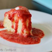 Lemon Sponge Cake with Strawberry Syrup